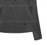 Signal Button Stripe Off-Shoulder Long Sleeve