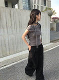 Paron Summer Cotton String Wide Pintuck Pants