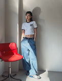 Cartel Back Painting Balloon Denim Pants