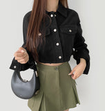 Vintage Washing Pocket Crop Denim Jacket