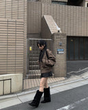 Cont Leather Pocket Shoulder Bag