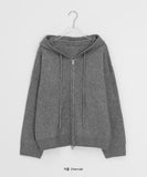 Giten Color Wool Hood Zip-Up Knit Cardigan