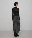 Asymmetrical Draped Mock Neck