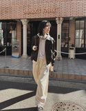 Pond cut washing two-way leather jacket