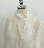 Lime Tencel Half Neck Tie Blouse