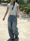 [Corsage scarf set] Vian Flower Shirring Short Sleeve T-shirt
