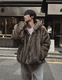 Chase Wolf Fur Hooded Zip-Up