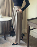 Pitched Pintuck Wide Slacks Pants