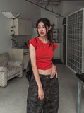 Lucy Shirring Spandex Cap Short Sleeve