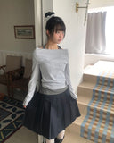 Belle pleated back banding midi skirt
