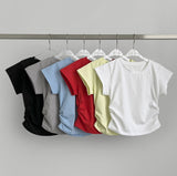 Mayonnaise Side Shirring Crop Short Sleeve T-Shirt