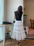 Senne V-neck Sleeveless Knit Lace Tiered Skirt Set