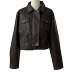 Crop Stiff Leather Jacket