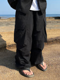 S/S Deep Black Big Pocket Nylon Balloon Pants