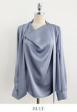 Elnon Drape Satin Tie Blouse