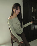 Roden One-Shoulder Flower Print Long-Sleeve T-Shirt