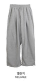 Twee pin tuck two-way banding long wide brushed jogger pants