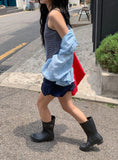 Kasumi Stripe Color Matching Button Sleeveless