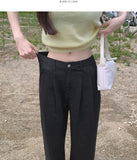 Gently Pintuck Summer Banding Long Wide Cotton Pants