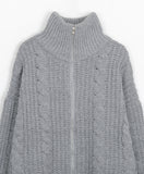 [unisex] Mercule mix color cable knit zip-up