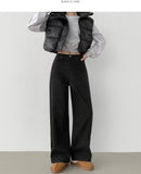 Hidden Banding Mute Color Long Wide Cotton Pants