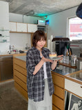[unisex] Gotelli Linen Check Over Short Sleeve Shirt