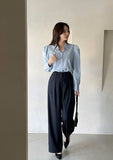 Chev Stripe Pintuck Wide Slacks
