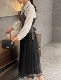 Nello Tweed Bustier Puff Blouse (Belt Set)