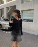 Shino Washing Denim Mini Skirt