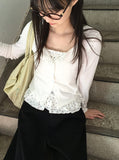 Gentil Frill Dot Layered Sleeveless Cardigan Set
