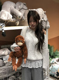 Peto Loose Pendant Lip Neck One-Shoulder Knit