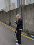Washed denim blouson jacket