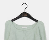 Ruwan Soft Angora Square Neck Knit Cardigan