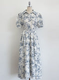 Luena Toile Flower Puff Long One Piece (Belt Set)