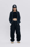 TWO TONE HEAVY KNIT ZIP UP