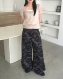 Eveny shirring volume hole short sleeve knit