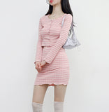 Morine Wave Cardigan + Skirt Set