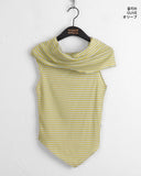 Seby Stripe Diagonal Off-Shoulder T-Shirt