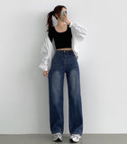 Banding Span Wide Denim Pants