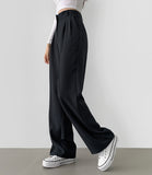 Slacks Flower Two Pintuck Inner Clip Wide Slacks Pants