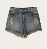 Bohemian Fringed Short Denim Pants