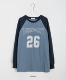 Kushou Lettering Color Matching Raglan Long Sleeve T