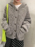 Silten Cable Hooded Wool Knit Cardigan