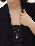Pebble Heart Silver Necklace M