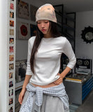 Autumn Boat Neck Semi-Crop Three Quarter Tee