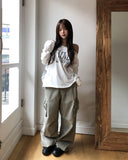Kitten Lettering One-Shoulder String Sweatshirt