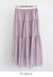 Miel Chiffon Pleated Tiered Long Skirt