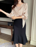 Rockle draped scarf blouse