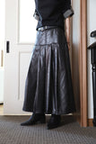 Bold Leather Pleated Skirt