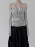 Drape Cowl Neck Halter Off-Shoulder